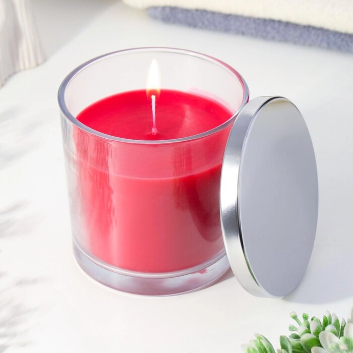 Свеча ароматическая в стакане "Cherry Blossom", вишнёвый цвет, 10х10 см от компании Интернет - магазин Flap - фото 1