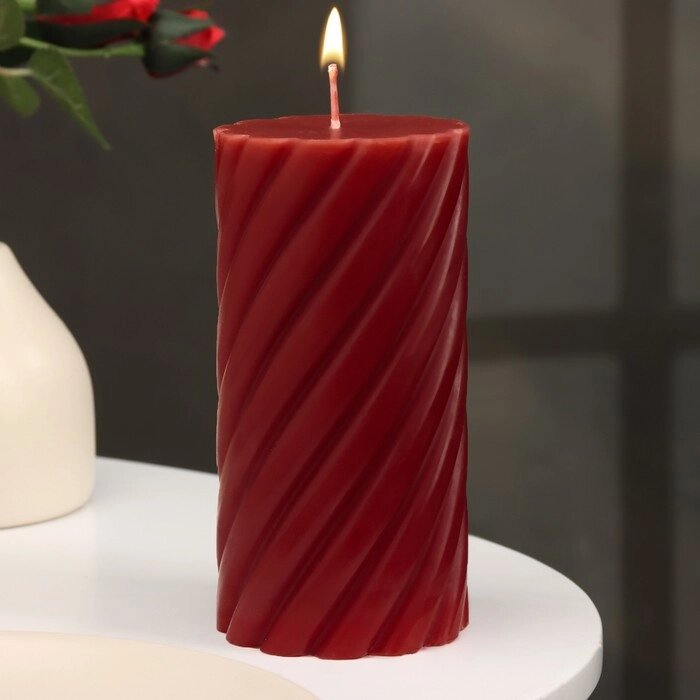Свеча-цилиндр ароматическая витая "Вишня", 7,5х15 см от компании Интернет - магазин Flap - фото 1