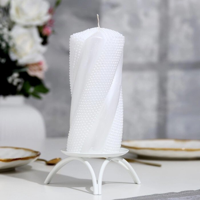 Свеча-цилиндр свадебная "Слияние", 16х7,5 см, белая, домашний очаг от компании Интернет - магазин Flap - фото 1