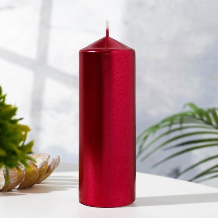 Свеча "Столбик", красный металлик, 5,515см от компании Интернет - магазин Flap - фото 1