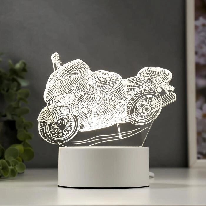 Светильник "Гоночный мотоцикл" LED белый от сети 9,5х16х14 см RISALUX от компании Интернет - магазин Flap - фото 1