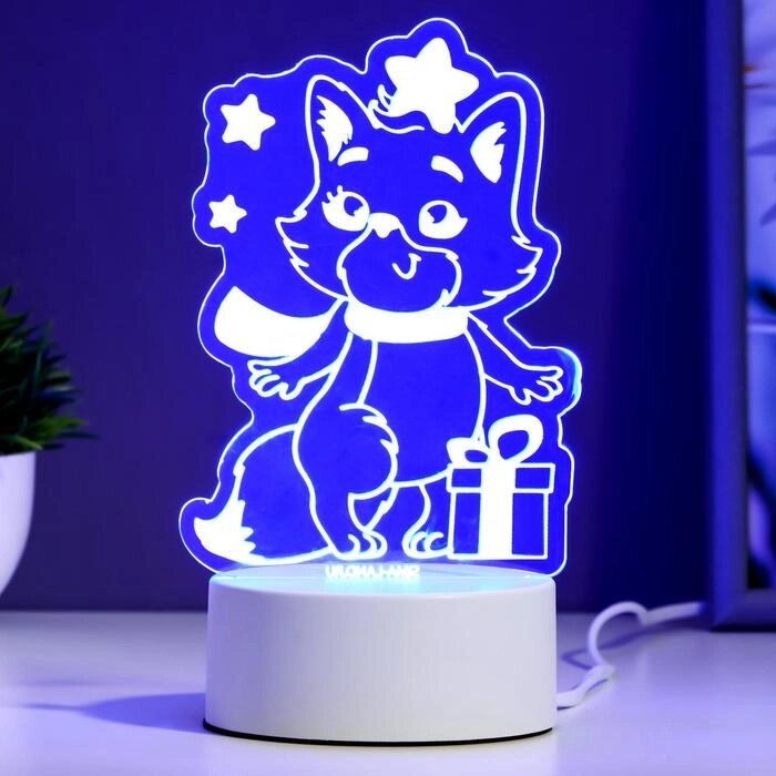 Светильник "Кот с подарком" LED RGB от сети RISALUX от компании Интернет - магазин Flap - фото 1