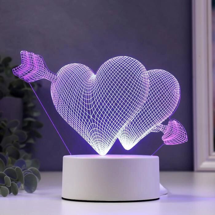 Светильник "Сердца" LED RGB от сети 9,5х18х15 см RISALUX от компании Интернет - магазин Flap - фото 1