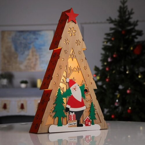 Светодиодная фигура «Дед Мороз» 29.5 45 7 см, дерево, батарейки AAAх2 (не в комплекте), свечение тёплое белое