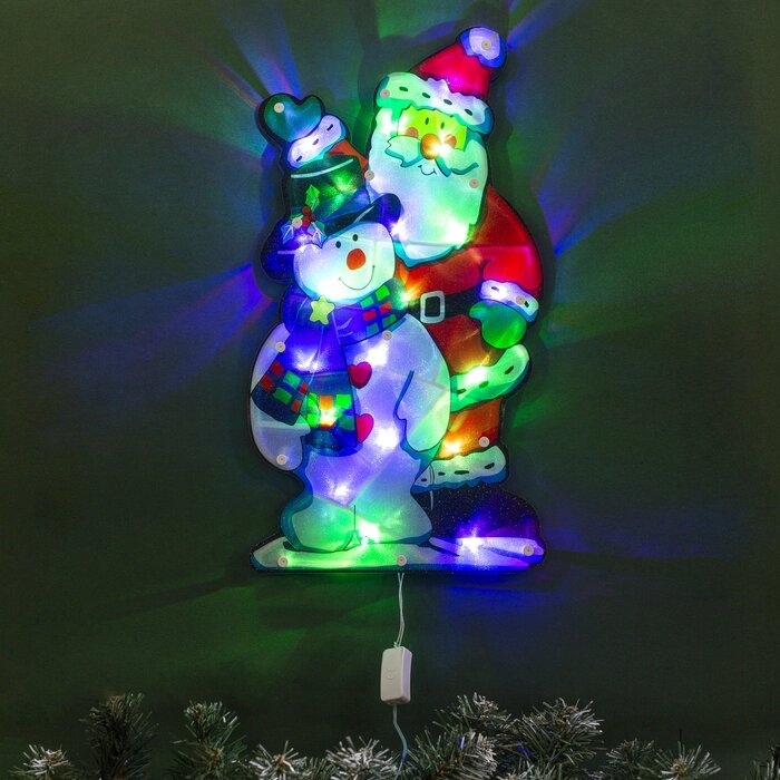 Светодиодная фигура «Дед Мороз и снеговик» 24  45 см, пластик, 220 В, свечение мульти (RG/RB) от компании Интернет - магазин Flap - фото 1