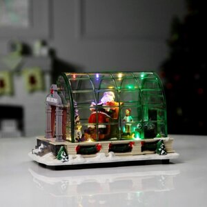 Светодиодная фигура «Дед Мороз в кресле» 23 15 14 см, полистоун, батарейки ААх3 (не в комплекте), USB, свечение мульти