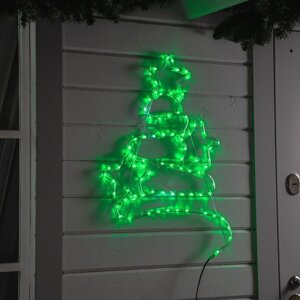Светодиодная фигура «Ёлка со звёздами», 47 71 см, дюралайт, 288 LED, 220 В, мерцание, свечение зелёное/белое