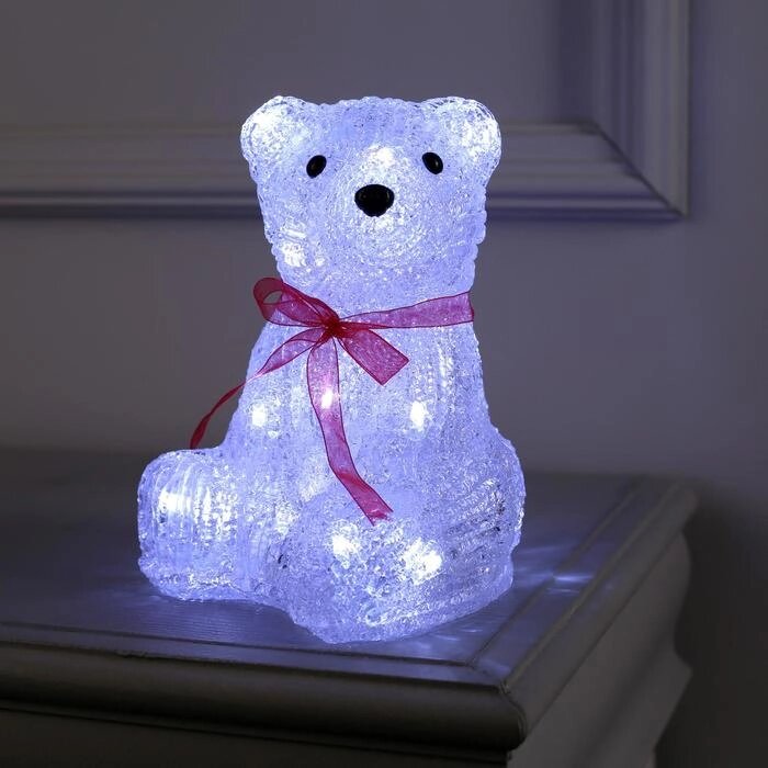 Светодиодная фигура «Медведь с бантом» 15  20  15 см, акрил, 20 LED, батарейки ААх3 (не в комплекте), свечение белое от компании Интернет - магазин Flap - фото 1