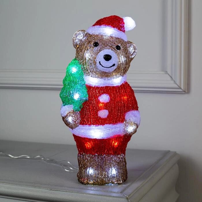 Светодиодная фигура «Медведь с ёлкой» 10  30  10 см, акрил, 30 LED, 220 В, свечение белое от компании Интернет - магазин Flap - фото 1