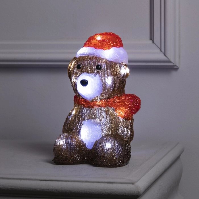 Светодиодная фигура «Медвежонок в шапке» 21  11  11 см, акрил, 20 LED, батарейки ААх2 (не в комплекте), свечение белое от компании Интернет - магазин Flap - фото 1