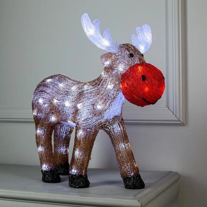 Светодиодная фигура «Мультяшный олень» 45  40  25 см, акрил, 50 LED, 220 В, свечение белое от компании Интернет - магазин Flap - фото 1