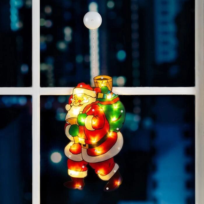 Светодиодная фигура на присоске «Дед Мороз» 22  44 см, пластик, батарейки АААх3 (не в комплекте), свечение тёплое белое от компании Интернет - магазин Flap - фото 1