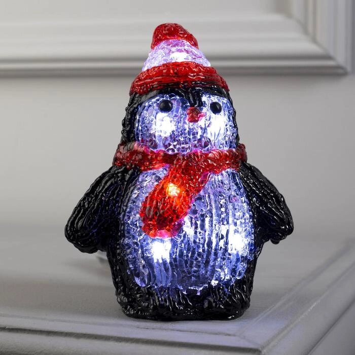 Светодиодная фигура «Пингвин» 12  15  9 см, акрил, 6 LED, батарейки ААх2 (не в комплекте), свечение белое от компании Интернет - магазин Flap - фото 1