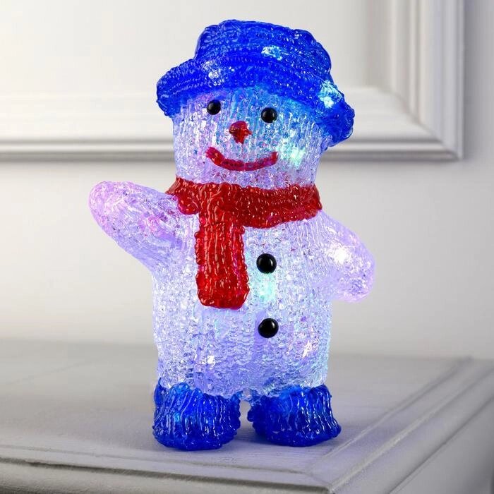 Светодиодная фигура «Приветливый снеговик» 13  20  8 см, акрил, 10 LED, батарейки ААх2 (не в комплекте), свечение от компании Интернет - магазин Flap - фото 1