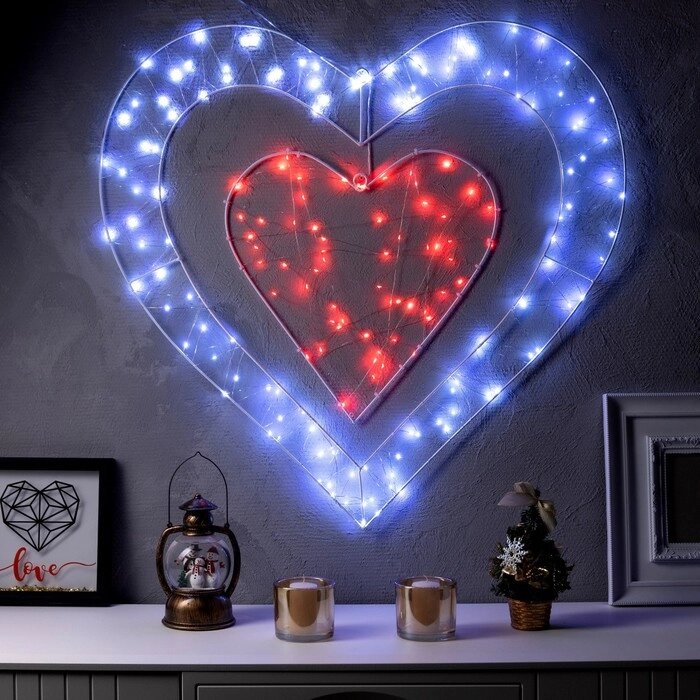 Светодиодная фигура «Сердце» 80 см, металл, 220 В, 8 режимов, свечение красное, белое от компании Интернет - магазин Flap - фото 1