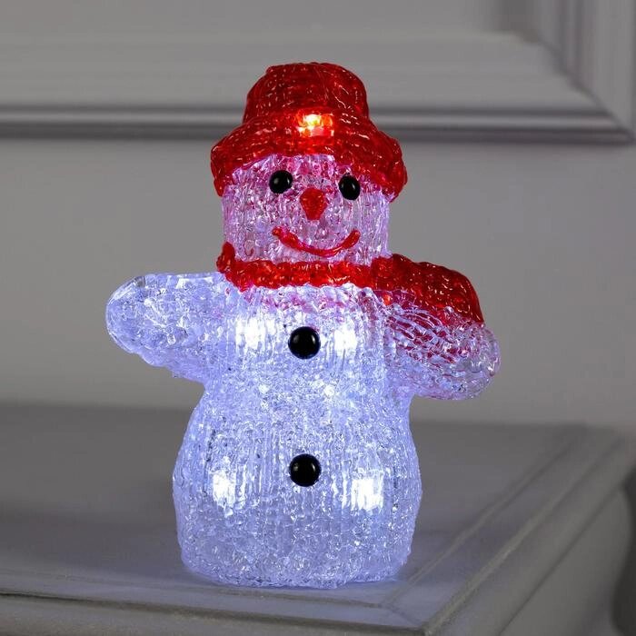 Светодиодная фигура «Снеговичок» 7  15  7 см, акрил, 8 LED, батарейки ААх2 (не в комплекте), свечение белое от компании Интернет - магазин Flap - фото 1