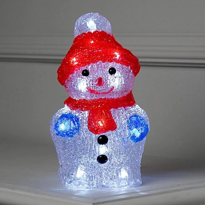 Светодиодная фигура «Снеговик» 11  22  11 см, акрил, 24 LED, батарейки ААх2 (не в комплекте), свечение белое от компании Интернет - магазин Flap - фото 1