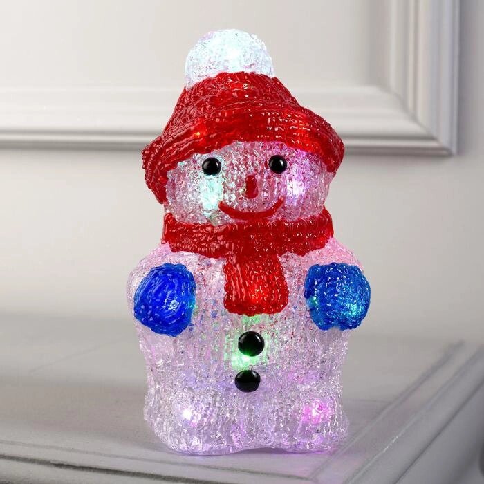 Светодиодная фигура «Снеговик» 11  22  11 см, акрил, 24 LED, батарейки ААх2 (не в комплекте), свечение мульти (RGB) от компании Интернет - магазин Flap - фото 1