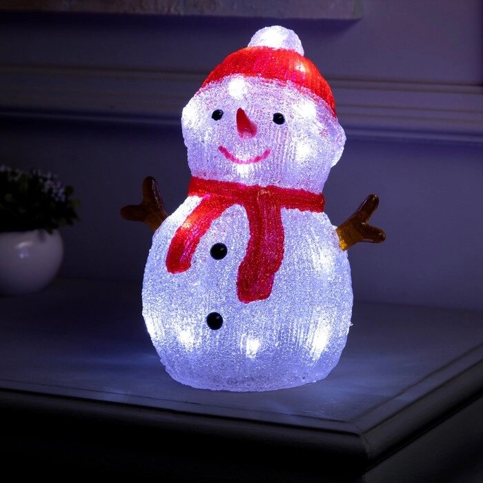 Светодиодная фигура «Снеговик» 15  16  10 см, акрил, 20 LED, батарейки АА  3, свечение белое от компании Интернет - магазин Flap - фото 1