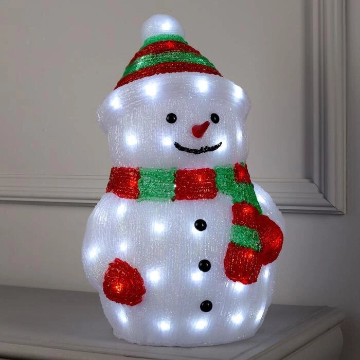 Светодиодная фигура «Снеговик большой» 25  44  20 см, акрил, 40 LED, 220 В, свечение белое от компании Интернет - магазин Flap - фото 1