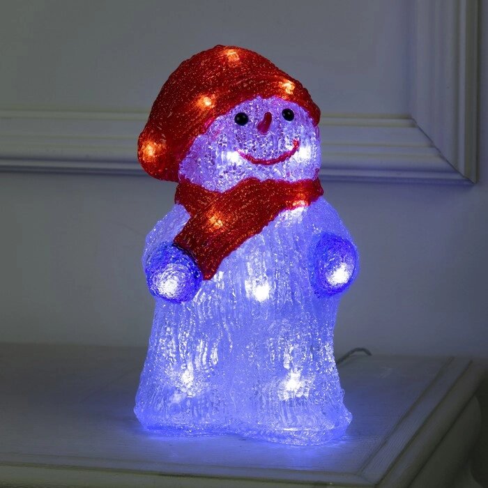 Светодиодная фигура «Снеговик в шарфе» 13  25  15 см, акрил, 30 LED, 220 В, свечение белое от компании Интернет - магазин Flap - фото 1