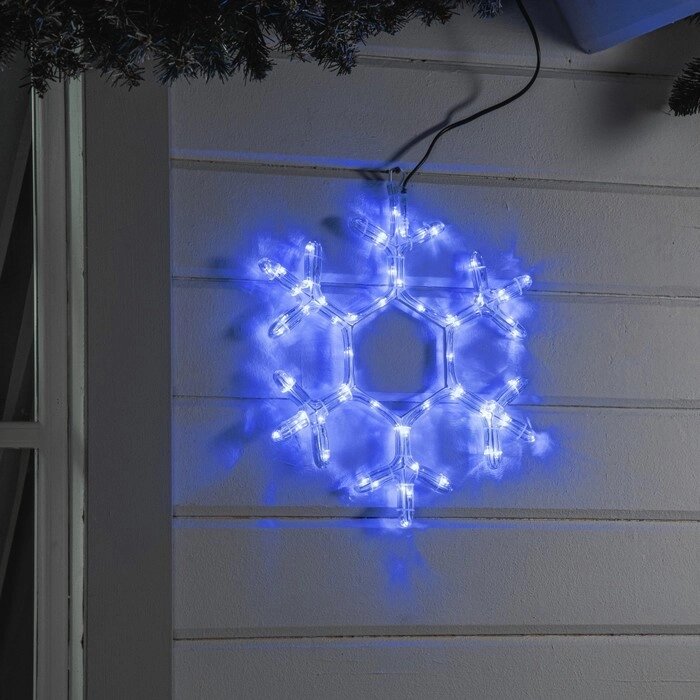 Светодиодная фигура «Снежинка», 39 см, дюралайт, 72 LED, 220 В, мерцание, свечение синий/белый от компании Интернет - магазин Flap - фото 1