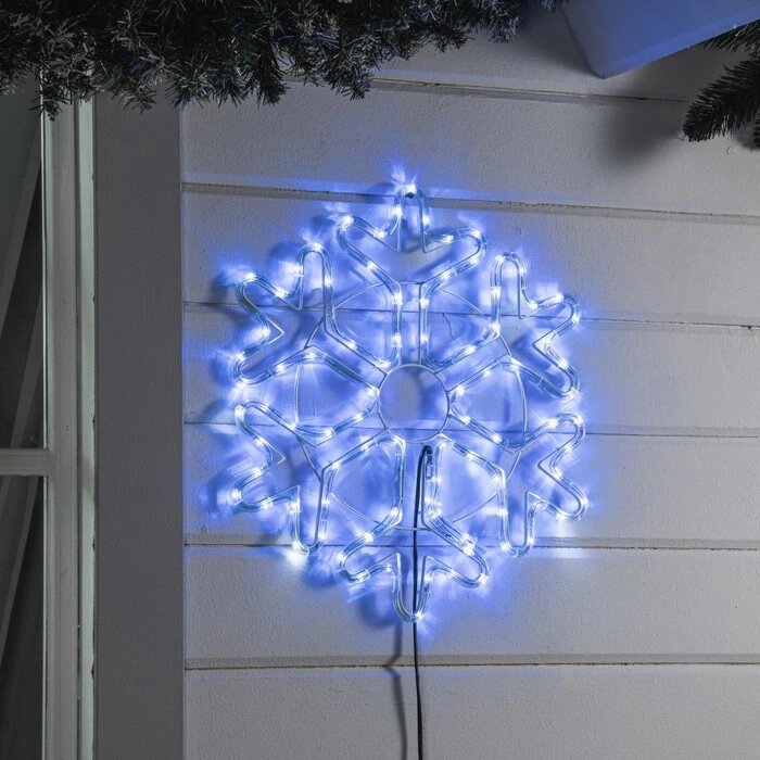 Светодиодная фигура «Снежинка», 52 см, дюралайт, 96 LED, 220 В, мерцание, свечение синий/белый от компании Интернет - магазин Flap - фото 1