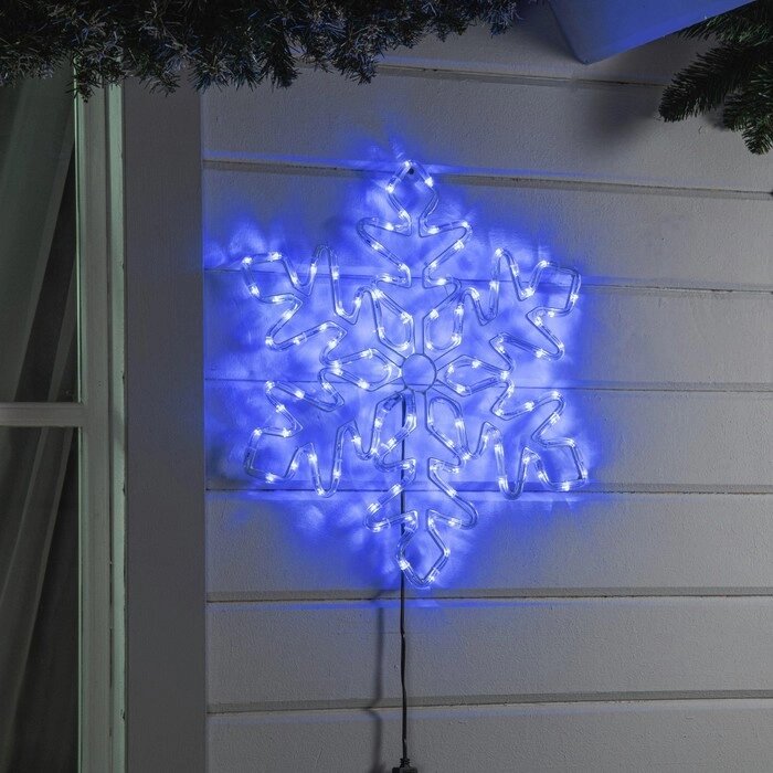 Светодиодная фигура «Снежинка», 54 см, дюралайт, 120 LED, 220 В, мерцание, свечение синий/белый от компании Интернет - магазин Flap - фото 1