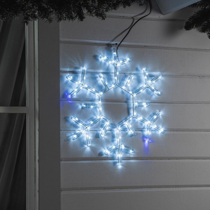 Светодиодная фигура «Снежинка», 55 см, дюралайт, 120 LED, 220 В, мерцание, свечение белый/синий от компании Интернет - магазин Flap - фото 1