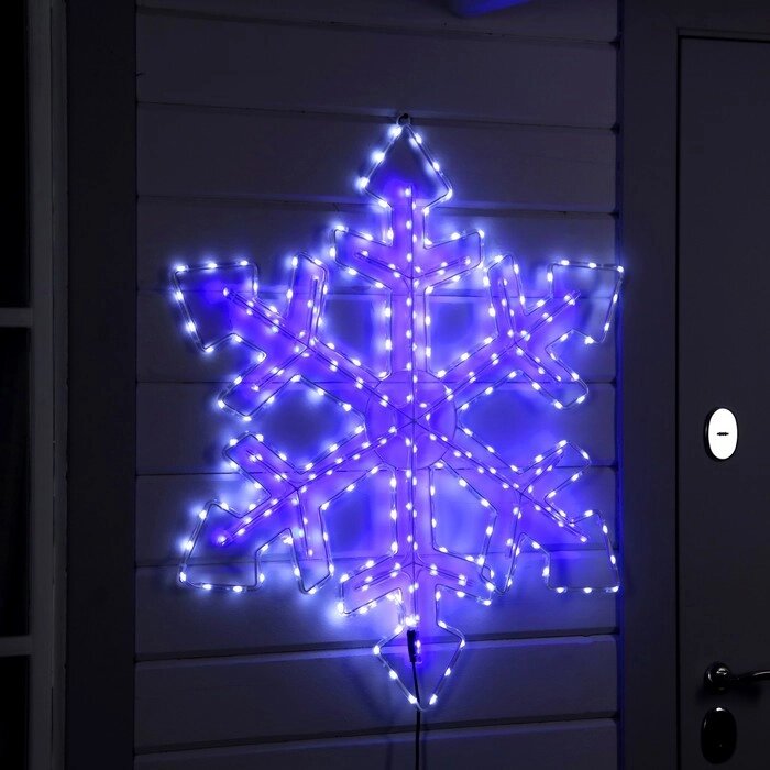 Светодиодная фигура «Снежинка», 90 см, дюралайт, 280 LED, 220 В, мигание, свечение белое/синее от компании Интернет - магазин Flap - фото 1