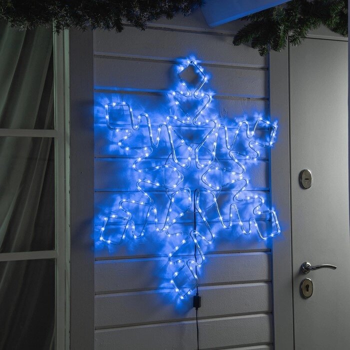 Светодиодная фигура «Снежинка», 95 см, дюралайт, 216 LED, 220 В, мерцание, свечение синий/белый от компании Интернет - магазин Flap - фото 1