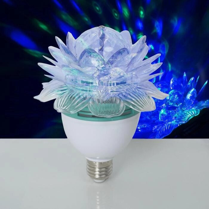 Световой прибор «Хрустальный цветок» 12.5 см, Е27, свечение RGB от компании Интернет - магазин Flap - фото 1