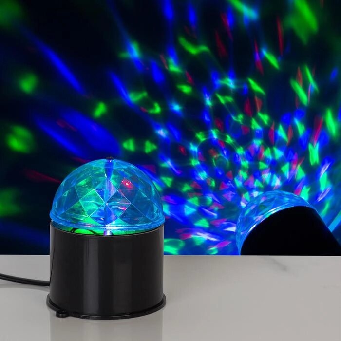 Световой прибор «Хрустальный шар» 7.5 см, свечение RGB, 220 В, чёрный от компании Интернет - магазин Flap - фото 1