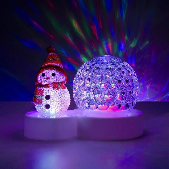 Световой прибор «Снеговик с прозрачным шаром» 9.5 см, свечение мульти, 220 В от компании Интернет - магазин Flap - фото 1
