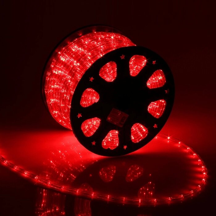 Световой шнур Luazon Lighting 11 мм, IP65, 100 м, 24 LED/м, 220 В, 2W, постоянное свечение, свечение красное от компании Интернет - магазин Flap - фото 1