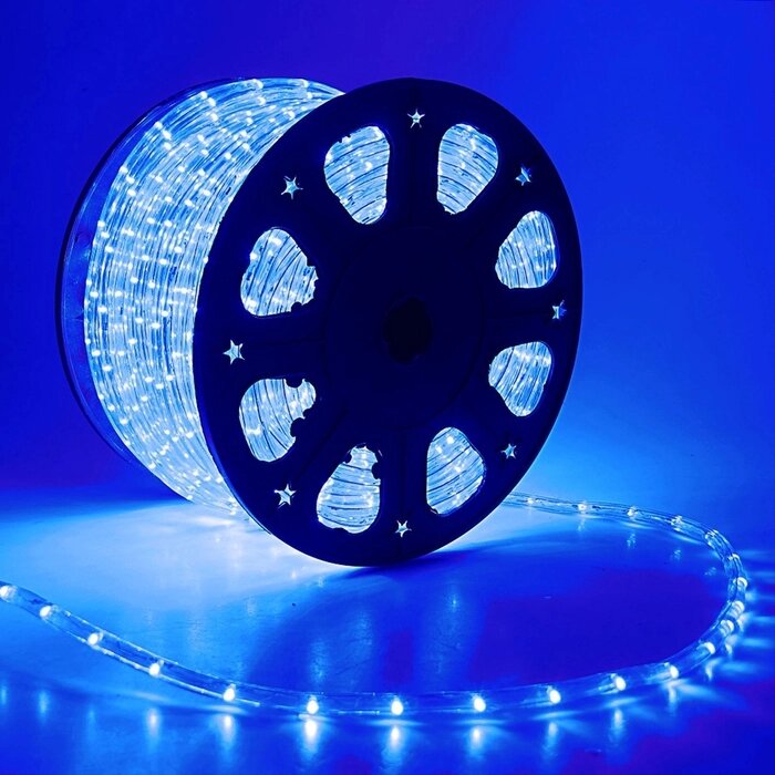 Световой шнур Luazon Lighting 11 мм, IP65, 100 м, 24 LED/м, 220 В, 2W, постоянное свечение, свечение синее от компании Интернет - магазин Flap - фото 1