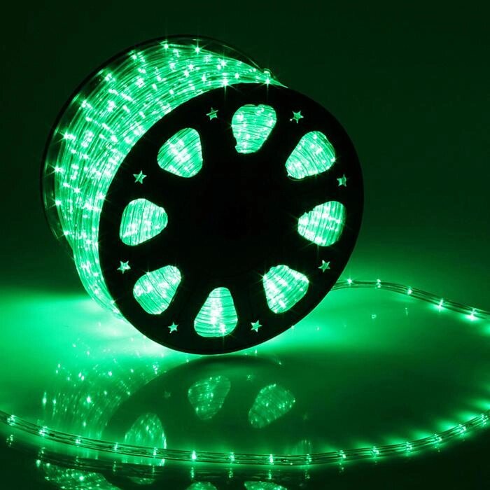Световой шнур Luazon Lighting 11 мм, IP65, 100 м, 24 LED/м, 220 В, 2W, постоянное свечение, свечение зелёное от компании Интернет - магазин Flap - фото 1