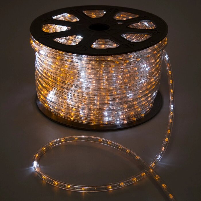 Световой шнур Luazon Lighting 13 мм, IP65, 100 м, 36 LED/м, 220 В, 2W, мерцание, свечение жёлтое от компании Интернет - магазин Flap - фото 1