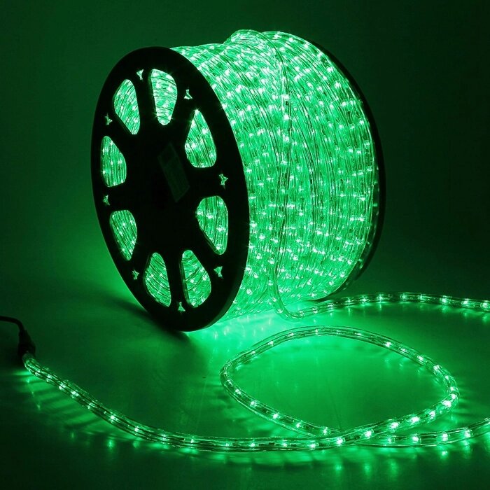 Световой шнур Luazon Lighting 13 мм, IP65, 100 м, 36 LED/м, 220 В, 2W, постоянное свечение, свечение зелёное от компании Интернет - магазин Flap - фото 1