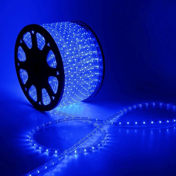 Световой шнур Luazon Lighting 13 мм, IP65, 100 м, 36 LED/м, 220 В, 3W, чейзинг, свечение синее от компании Интернет - магазин Flap - фото 1