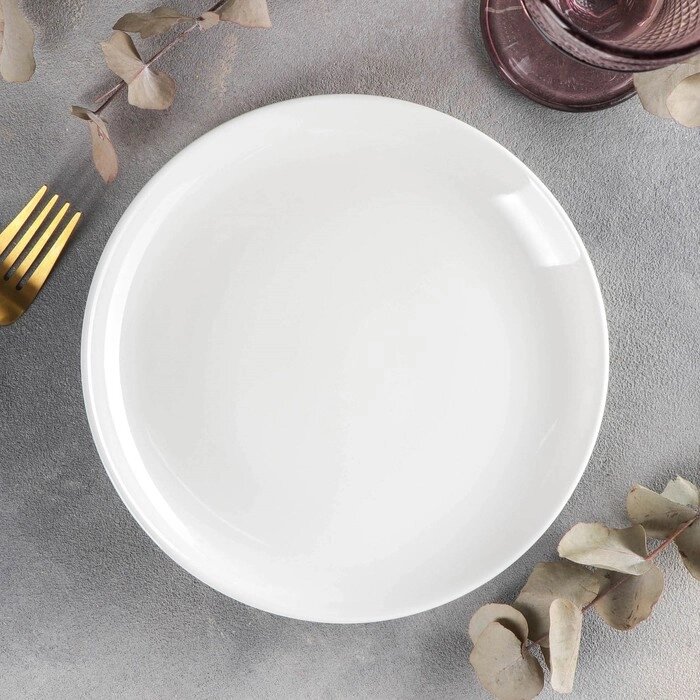 Тарелка фарфоровая десертная с утолщённым краем Wilmax Olivia Pro, d=20 см, цвет белый от компании Интернет - магазин Flap - фото 1