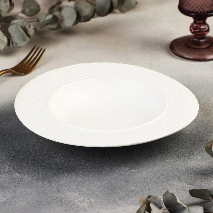Тарелка фарфоровая для пасты Magistro Line, 250 мл, d=21,2 см, цвет белый от компании Интернет - магазин Flap - фото 1