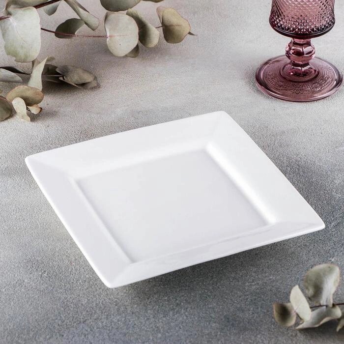 Тарелка фарфоровая квадратная Wilmax Stella, 18,518,5 см, цвет белый от компании Интернет - магазин Flap - фото 1