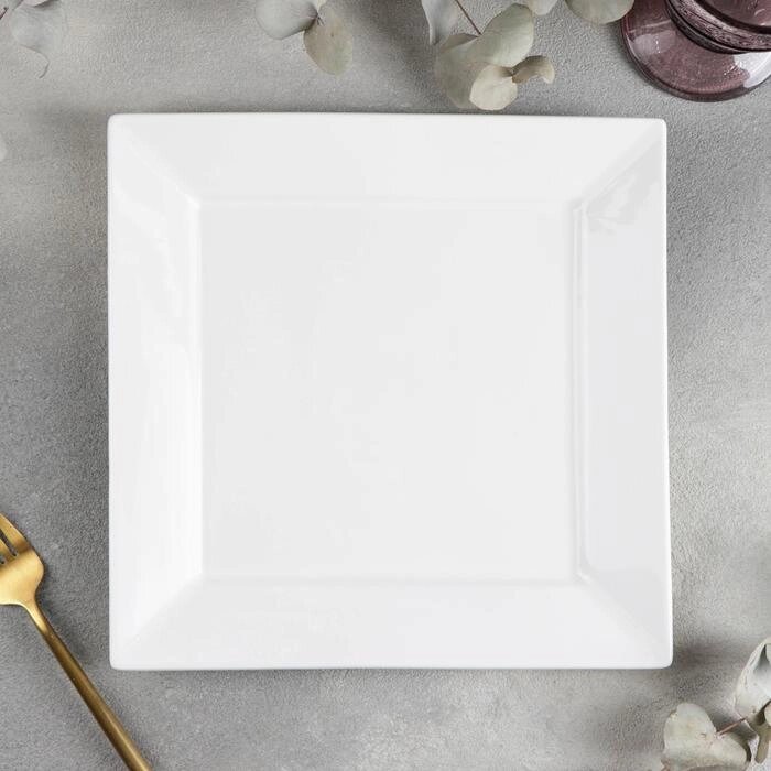 Тарелка фарфоровая квадратная Wilmax Stella, 2525 см, цвет белый от компании Интернет - магазин Flap - фото 1