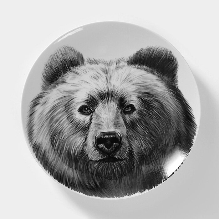 Тарелка фарфоровая «Медведь», d=24 см от компании Интернет - магазин Flap - фото 1