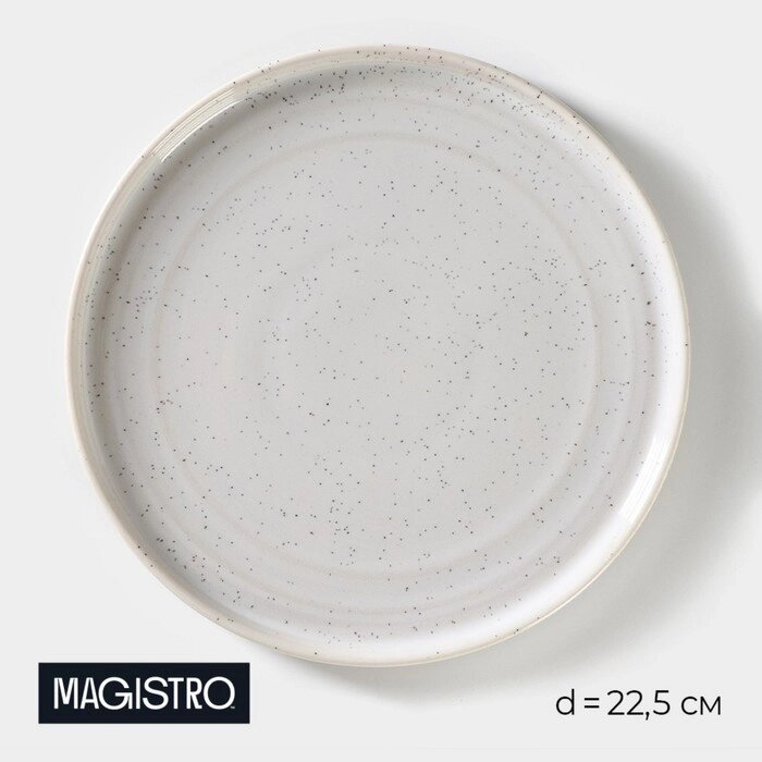 Тарелка фарфоровая обеденная Magistro Urban, d=22,5 см, цвет белый в крапинку от компании Интернет - магазин Flap - фото 1