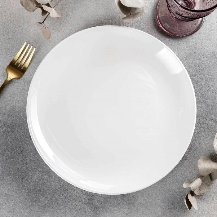 Тарелка фарфоровая обеденная с утолщённым краем Wilmax Olivia Pro, d=25,5 см, цвет белый от компании Интернет - магазин Flap - фото 1