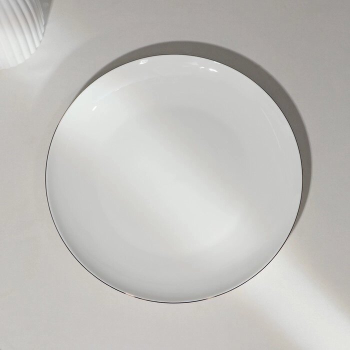 Тарелка фарфоровая обеденная «Золотая линия», d=27 см, цвет белый от компании Интернет - магазин Flap - фото 1