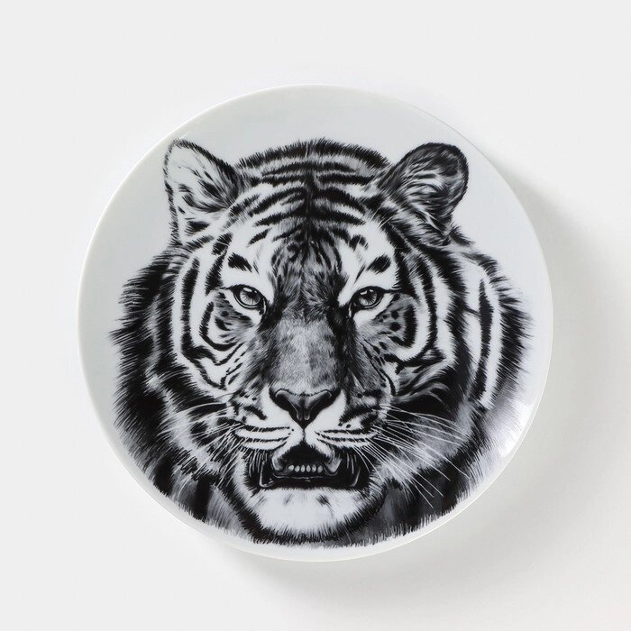 Тарелка фарфоровая «Тигр», d=24 см, белая от компании Интернет - магазин Flap - фото 1