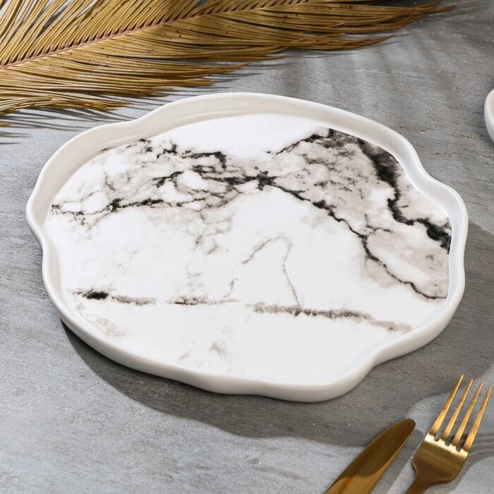 Тарелка керамическая «Белый мрамор», 27 см, цвет белый от компании Интернет - магазин Flap - фото 1